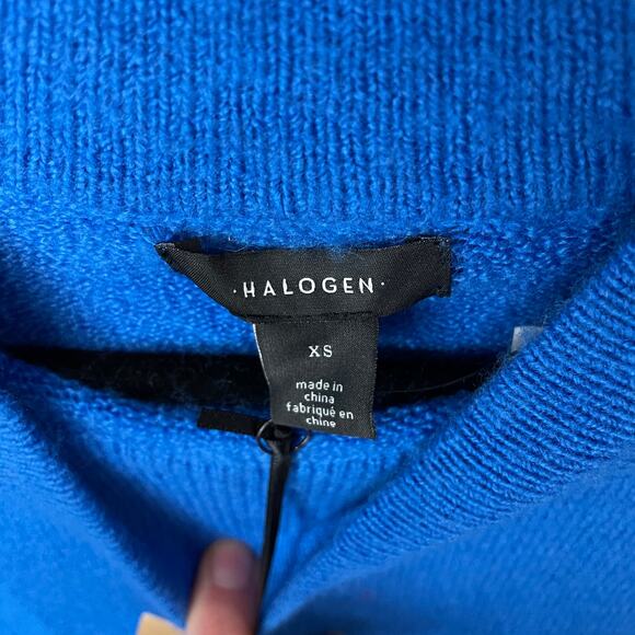 Halogen Sweater Women X Small Blue Surf Mock Neck Cozy Wool Blend - Picture 4 of 9